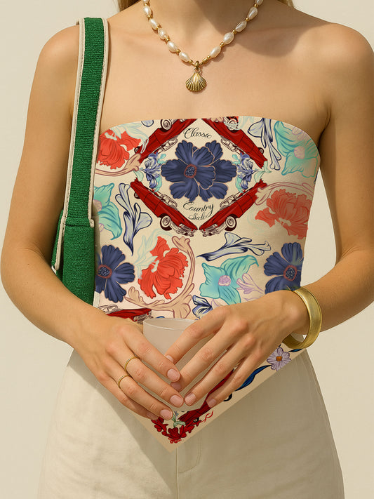 Country Side Strapless Fabric Bandana Tie Top